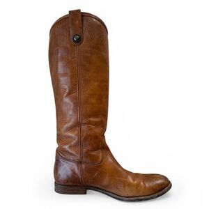 FRYE Melisson 2 Button Tall Riding Boots Warm Brown Size 6.5